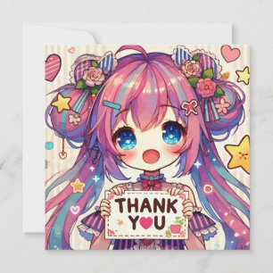 Anime Meisje Personaliseren Aangepast Bedankkaart