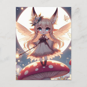 Anime meisje pixie hippie maan fee briefkaart