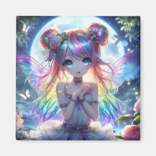 Anime Meisje Regenboog Haar Zingende Maan Fee Magneet