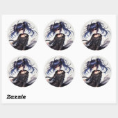 Anime meisje rockistic Classic Ronde Sticker (Vel)