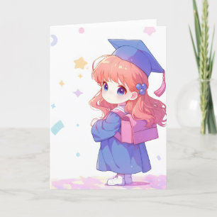Anime Meisje School Afstuderen Feestdagen Kaart
