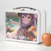 Anime Meisje Spelen De Viool en Axolotls (In situ)