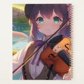 Anime Meisje Spelen De Viool En Een Axolotl Planner (Achterkant)
