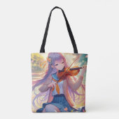 Anime Meisje Spelen De Viool Gepersonaliseerd Draagtas (Achterkant)