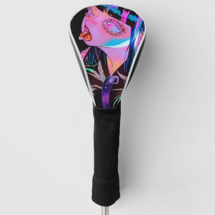 Anime meisje steken haar tong uit golfheadcover