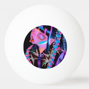 Anime meisje steken haar tong uit pingpongballen