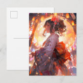 Anime Meisje Sterren Briefkaart (Voorkant / Achterkant)