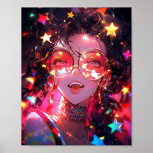 Anime Meisje Sterren Poster