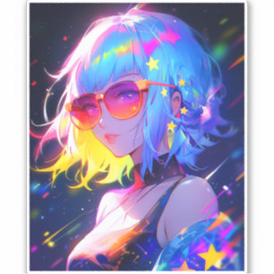 Anime Meisje Sterren Sticker