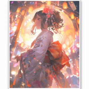 Anime Meisje Sterren Sticker