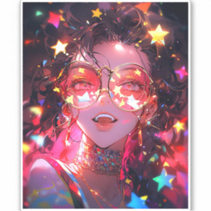 Anime Meisje Sterren Sticker