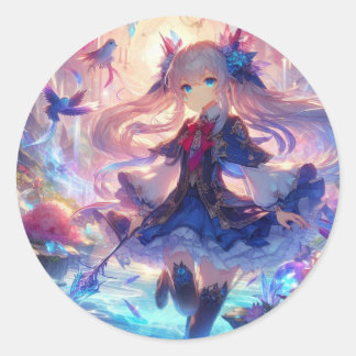 Anime meisje sticker kleurrijk