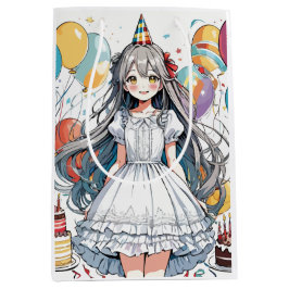 Anime meisje verjaardag C Medium Gift Bag Cadeauzakje