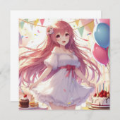 Anime meisje verjaardag kaart (Voorkant / Achterkant)