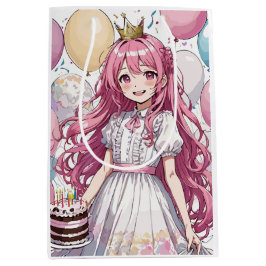 Anime meisje verjaardag Medium Gift Bag Cadeauzakje