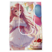 Anime meisje Verjaardag Medium Gift Bag Medium Cadeauzakje (Achterkant)