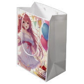 Anime meisje Verjaardag Medium Gift Bag Medium Cadeauzakje (Achterkant Gekanteld)