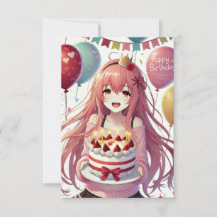 Anime meisje verjaardag personaliseren aangepaste kaart