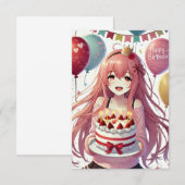 Anime Meisje Verjaardag uitnodiging (Voorkant / Achterkant)