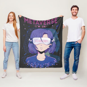 Anime meisje virtual reality bril Fleece deken