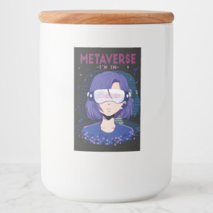 Anime meisje virtual reality bril Label Voedselcontainer Etiket