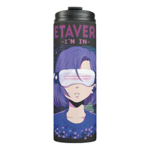 Anime meisje virtual reality bril Thermische Tumbl Thermosbeker