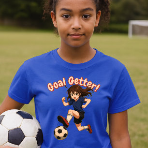 Anime meisje voetbalspeler doelpuntenmaker t-shirt