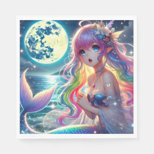 Anime meisje zingende maanlicht pixie regenboog ze servet