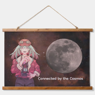 Anime, moon, Nebula Space Hangend Wandkleed