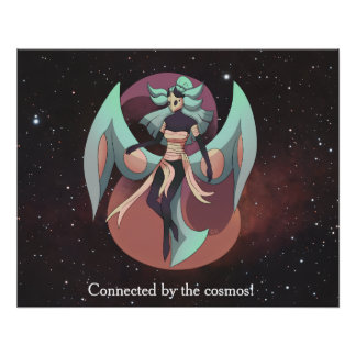 Anime, moth woman, Nebula, Space Perfect Poster