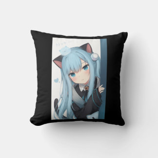 Anime Neko Cat Girl Pastel Kawaii Japans Waifu O Kussen
