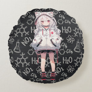 Anime Neko Chemical Formula Sierkussen Rond Kussen