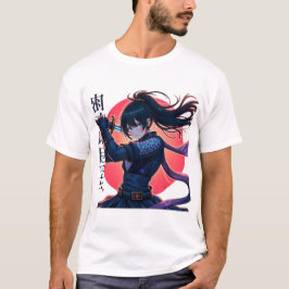 Anime Ninja Girl with Katana beroemd gemaakt door  T-shirt