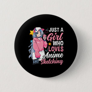 Anime Otaku Gift is gewoon een meisje dat van Anim Ronde Button 5,7 Cm