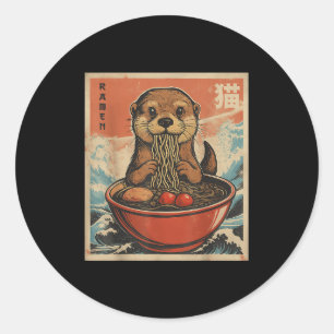 Anime Otter Ramen Japanese Funny Kawaii Gift Manne Ronde Sticker