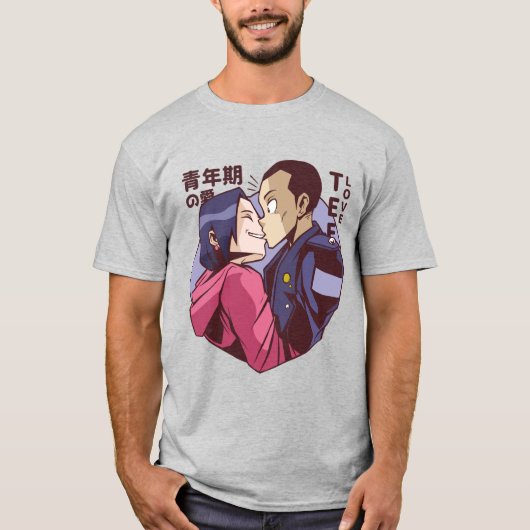 Anime-paar afspelen t-shirt (Voorkant)