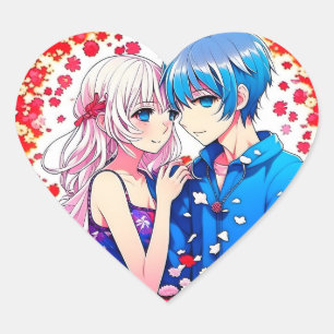 Anime Paar Unieke Bruiloft Hart Sticker