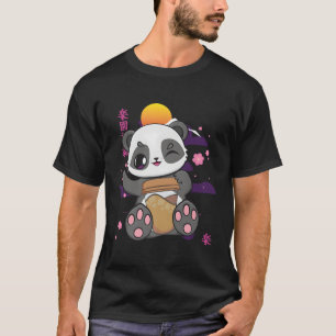 Anime panda en kawaii Beer Drink koffie latte T-shirt