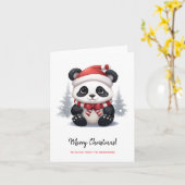 Anime Panda Santa Vrolijk Kerstfeest Kaart (Gele Bloem)