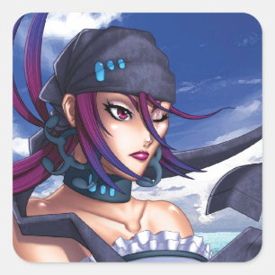 Anime Pirate Porthole Vierkante Sticker