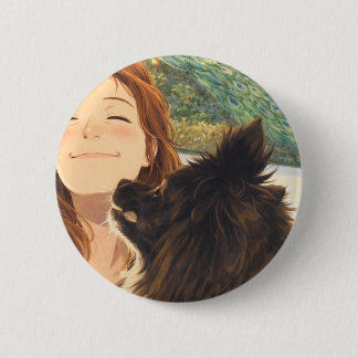 Anime Playful Puppy Round Button