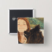 Anime Playful Puppy Square Button (Voorkant /achterkant)