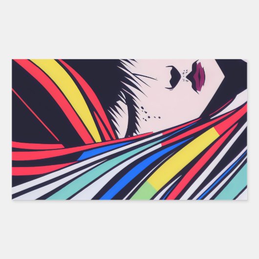 Anime Portrait Rechthoekige Sticker (Voorkant)