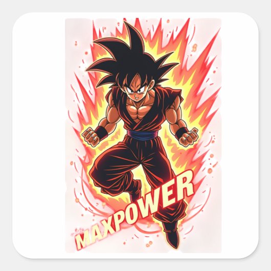 Anime Power-Up-Sticker Vierkante Sticker (Voorkant)