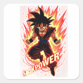 Anime Power-Up-Sticker Vierkante Sticker