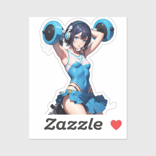 Anime Powerlifter in Sportkleding Sticker (Vel)