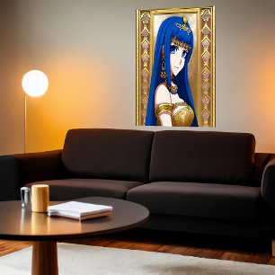 Anime prinses blauwe ogen en haar   AI Art Poster