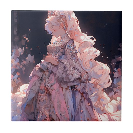 Anime Prinses Fantasy Kunst Tegeltje (Voorkant)