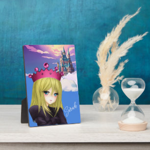 Anime-prinses met zwevend kasteel  fotoplaat