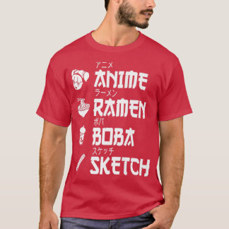 Anime Ramen Boba Sketching Japanese Food Lover Man T-shirt